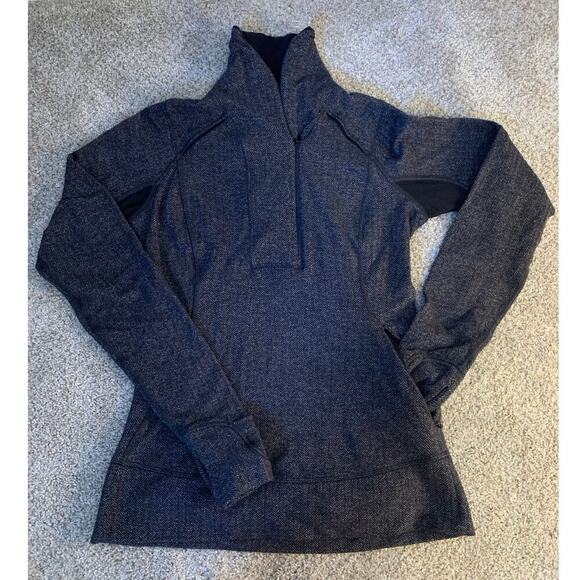 Lululemon Pullover 1/4 Zip Herringbone Black&White Long Sleeve Jacket Sz 4 - Picture 2 of 6